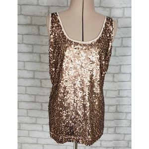 Express Sequins Tank Top Rose Gold Size Medium